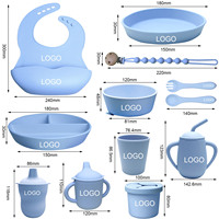 Ensemble d'alimentation pour bébé en silicone sans BPA cuillère à bavoir anneau de dentition sucette entraînement tasse à boire ventouse bol assiette Snack tasse-pour enfants à manger