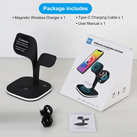 GREENLEMON Station de charge magnétique sans fil 3-en-1 Lampe LED 18W Charge rapide iPhone 14/13/12 Pro/Mini IWatch Prise universelle