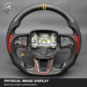 Volant de course en cuir et fibre de carbone, très demandé, pour <span class=keywords><strong>Dodge</strong></span> Charger <span class=keywords><strong>Challenger</strong></span> Hellcat SRT <span class=keywords><strong>RT</strong></span> Napa - Product Image 3