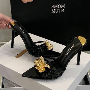 Chaussures Femme Tendance Dernier Cri Talons Hauts Sexy Escarpins Bout Ouvert Femmes Talons Fins Dorés - Product Image 3