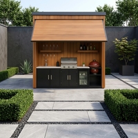 Cuisine extérieure modulaire moderne, ensemble d'armoires autoportantes avec barbecue et îlot, facile à assembler soi-même pour jardin et terrasse