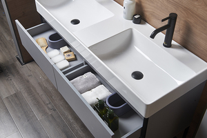 Moderno gabinete de baño impermeable europeo mdf montaje en pared puerta corredera armario espejo de baño de madera con <span class=keywords><strong>fregader</strong></span> - Product Image 5