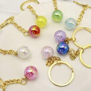 五角星亮片钥匙扣彩色透明玻璃球珠聚氯乙烯轻钥匙圈塑料材质 - Product Image 3