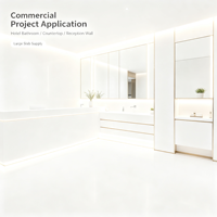 Plan de travail de cuisine et salle de bain en pierre frittée ultra-mince, blanc pur, haute dureté, 1600x3200mm, finition brillante