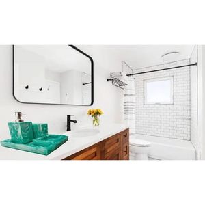 PARIJAT HANDICRAFT 4-Piece Green Resin Bathroom <b>Set</b> Complete Collections Accessories Including <b>Soap</b> Dispenser Toothbrush Holders - Product Image 4