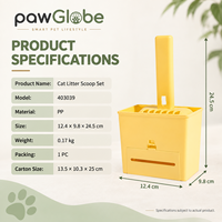 Ensemble de pelle à litière pour chat en plastique avec support et pelle, accessoires de bac à litière faciles à nettoyer pour chats d'intérieur par Pawglobe