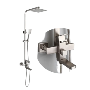 Robinet thermostatique monocommande en acier inoxydable 304 brossé, douchette carrée murale, barre coulissante, douche portable chaude et froide - Product Image 4