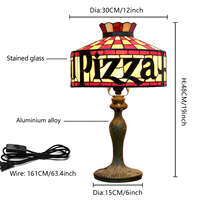 Abat-jour en forme de pizza fait main Blivuself, base en métal, pour la décoration de chambre à coucher, restaurant, lampe de table Tiffany en verre teinté, veilleuse