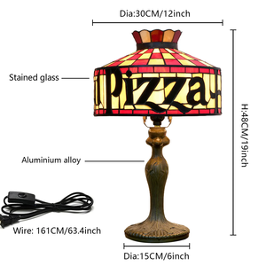 <span class=keywords><strong>Paralume</strong></span> per Pizza fatto a mano Base <span class=keywords><strong>in</strong></span> <span class=keywords><strong>metallo</strong></span> per la decorazione del ristorante con camera da letto lampada da tavolo <span class=keywords><strong>in</strong></span> vetro colorato luce notturna - Product Image 6