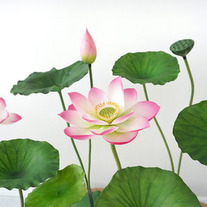 Fleurs de lotus artificielles en soie PU, haute simulation, décoratives, pour piscine, accessoires de mariage, style oriental - Product Image 1