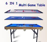 Mesa Multijuegos 6 en 1 Plegable: Billar, Hockey, Tenis de Mesa, Bolos, Shuffleboard, Tres en Raya, Ligera