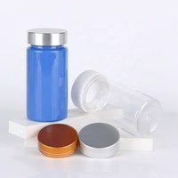Bouteille en plastique PET de 250 cc, conteneur pour pilules, capsules, médicaments, vitamines, bouteille vide avec couvercles