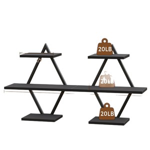 <b>Wall</b> <b>Mounted</b> Floating <b>Shelf</b> 3 Tier Black Iron Bookshelf For Books And Storage Organization Home Decor - Product Image 5
