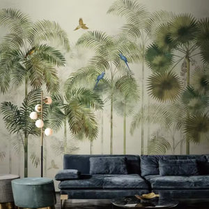 Papier peint imprimé 3d personnalisé Mural <span class=keywords><strong>Jungle</strong></span> Mur Animaux Plante Stickers muraux Mural Peint à la main Botanique <span class=keywords><strong>Arbre</strong></span> Oiseau Papier peint mural - Product Image 3