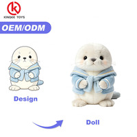 Peluche phoque avec sweat à capuche bleu, animal en peluche personnalisé pour cadeau d'aquarium, tissu doux, certifié CE, 20 cm, 100 pièces MOQ, OEM