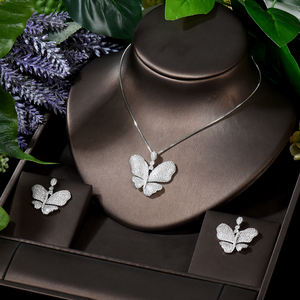 ชุดเครื่องประดับเจ้าสาวสุดอินเทรนด์ของผู้หญิง HiBride N-1687ไมโครซีแซดทรงผีเสื้อสร้อยคอสำหรับงานแต่งงานเพทายสำหรับชุดเจ้าสาว - Product Image 1