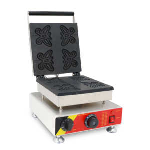 Gaufrier électrique papillon en acier inoxydable antiadhésif léger et économe en énergie, 4 moules pour usage domestique et professionnel - Product Image 5