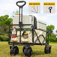 Carrito Plegable de Plataforma de Cuatro Ruedas de Aluminio Resistente de Nuevo Diseño, Remolque Plegable para Exteriores, para Acampar, Viajar a la Playa, Ir de Compras