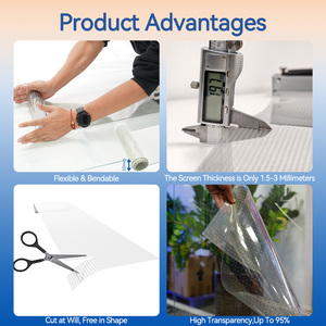 Độ trong suốt cao trong nhà/ngoài trời <span class=keywords><strong>LED</strong></span> hiển thị phim linh hoạt màn hình kính tường cho trung tâm mua sắm cửa hàng căng ra cho dễ dàng - Product Image 5