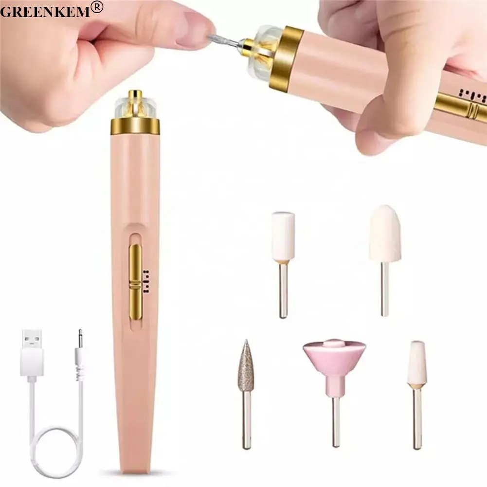 Tragbare elektrische USB Pink Nagel bohrer Maschinen set Nagel poliers tift Elektrischer Nagel bohrer Stift fräser mit Bits