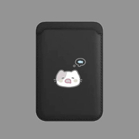 Porte-cartes magnétique en cuir motif chat et poisson avec portefeuille détachable pour badge d'accès au bureau, utilisation quotidienne portable