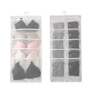 Organisateur de placard suspendu multicouche en tissu polyester pour soutiens-gorge, chaussettes et vêtements – Type crochet pour armoire de chambre – Design minimaliste - Product Image 5