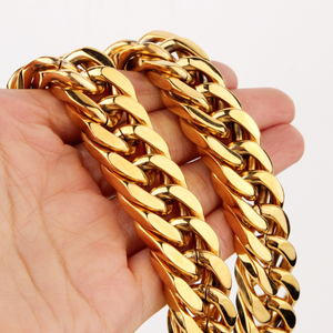 Collier en acier inoxydable de style cubain tendance pour homme, plaqué or 18 carats, style hip-<span class=keywords><strong>hop</strong></span> punk, bijoux lourds et volumineux - Product Image 2