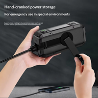 Radio AM/FM de Supervivencia para Exteriores con Manivela y Energía Solar, Altavoz BT, Brújula, Alarma SOS, Linterna y Banco de Energía para Camping