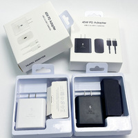 Chargeur rapide USB C 45W PD Samsung, adaptateur de charge super rapide avec câble, prises US, EU, UK pour Samsung Note10 Note20 S20