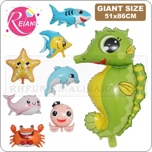Cute sea Animal Balloons Shark Octopus Crab Whale Dolphin Fish Birthday Party Decorations Kids Toys Summer Sea Theme Baby Shower