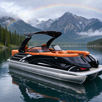 Nouveau bateau ponton en aluminium de 22 pieds, 12 personnes, moteur hors-bord, pêche, échelle de bain, arche sportive, console, certifié CE, personnalisable