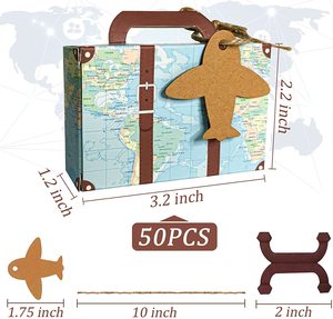 50 Pack Travel Themed Wedding Gift Box <strong>Suitcase</strong> Favor Candy Boxes Paper Box for Food - Product Image 5