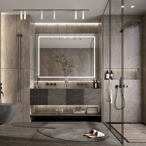 Mueble de Baño con Espejo Santopova, con Encimera de Cerámica, Mueble de Baño de Lujo de PVC, Mueble de Baño Flotante Moderno - Product Image 3