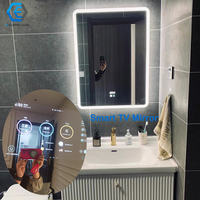 Miroir intelligent de salle de bain encastré mural avec cadre en alliage d'aluminium, anti-buée, avec rangement et armoire à pharmacie