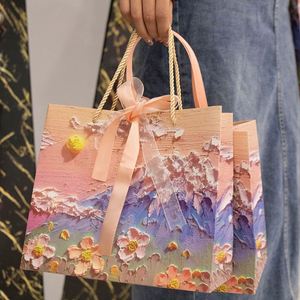 Bolsas de Regalo con Logotipo Personalizado, Diseño Floral Moderno, Bolsas de Papel Elegantes con Asas y Flores 3D, Regalo para el Día de la Madre, Ramo de San Valentín - Product Image 4