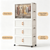 Armoire pliable en plastique pour enfants avec tiroirs et roulettes, organisateur de rangement pour vêtements d'enfants pour la chambre de bébé