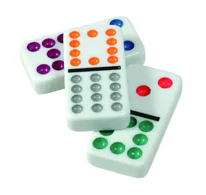 High Quality Indoor Entertainment Board Games Tin Box Packaging Double 15 Colored Dots Mexican Train Domino