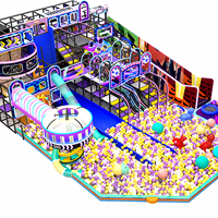 Parc de trampolines futuriste néon robuste, aire de saut, mur d'escalade, piscine à balles, toboggan, nouveau terrain de jeu intérieur pour enfants pour centre de divertissement familial