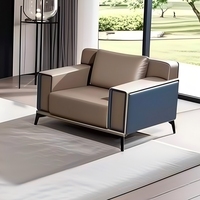 Canapé de bureau moderne en cuir écologique trois places, sectionnel, avec structure en bois et éponge haute densité, idéal pour réception, hôtel, appartement