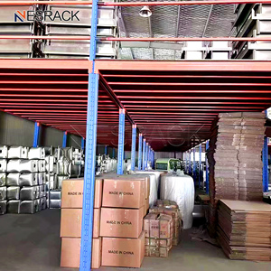 פלטפורמת עבודה משומשת במחסן, מדף גלריה בהתאמה אישית, פלטפורמת אחסון רב-מפלסית מפלדה כבדה. - Product Image 5