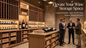 Vitrines à vin en bois massif avec éclairage LED, îlot central en pierre, cave à vin privée, conception personnalisée clé en main pour toute la maison - Product Image 5
