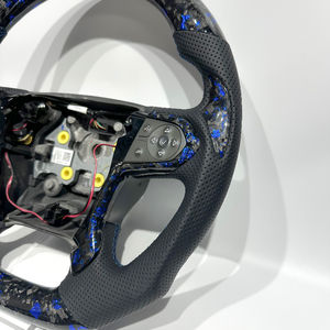 Volant en fibre de carbone forgée bleu pour <span class=keywords><strong>Chevrolet</strong></span> <span class=keywords><strong>Silverado</strong></span> avec cuir perforé pour <span class=keywords><strong>Silverado</strong></span> <span class=keywords><strong>2005</strong></span>-2023 - Product Image 2