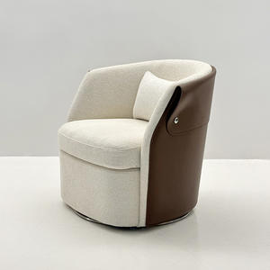 <b>Light</b> Luxury Leather Minimalist Tufted Swivel Chair with Metal Legs-Home & Office Living Room Furniture Single Sofa Chair - Product Image 2