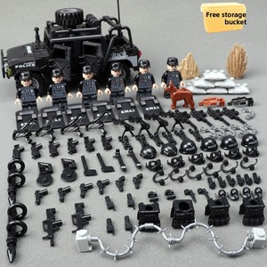 Bloques de Construcción Militares de Partículas Pequeñas, Set de Soldados y Muñecos para Ensamblar a Partir de 14 Años, Jeep de Policía Especial, Armas, ABS - Product Image 3