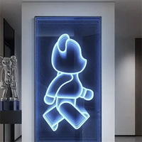 Miroir infini personnalisé avec figurine de dessin animé, miroir abyssal, miroir mural LED infini, ours en peluche, enseignes décoratives au néon