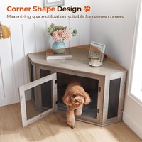 Meuble pour chien, niche en bois de 44,5 pouces, cage pour chien robuste à design d'angle pour chiens de taille moyenne, meuble TV décoratif pour animaux de compagnie