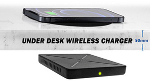 Emballage OEM Chargeur de bureau en bois dur 10W 50mm Chargeur sans fil à <span class=keywords><strong>induction</strong></span> invisible avec port DC de protection OTP/OVP pour téléphones - Product Image 3