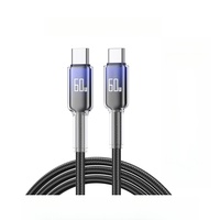 Cables de Datos USB C a C de 2 m para Samsung, Cable de Carga para Móvil Tipo C, Cable de Datos de Carga Rápida Transparente con Trenzado de Nailon