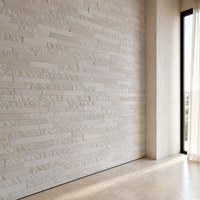 Batu Alam Limestone Putih Bulan, Panel Batu Budaya, Veneer Batu, Strip Dinding Hias, Latar Belakang TV, Perapian, Interior, Kustom, Grosir