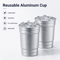 Gobelet en aluminium en gros avec rebord lisse et design empilable pour bars, fêtes et événements